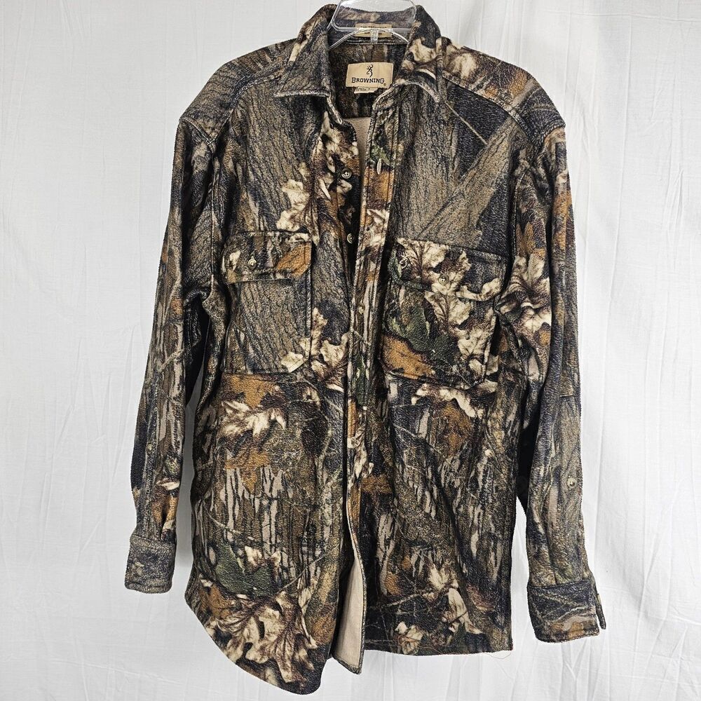 Browning Men's Size Large RBO Trekwear Hunter Camo Thick Flannel Shacket